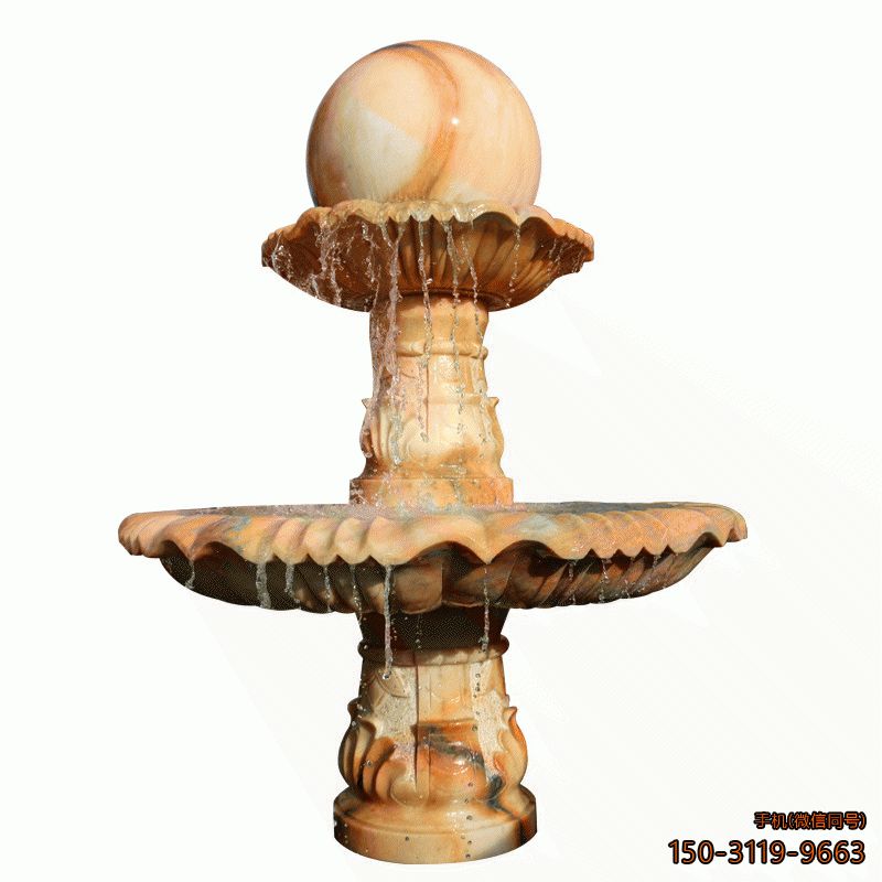 石雕風水球噴泉_園林晚霞紅建筑裝飾構件雕塑