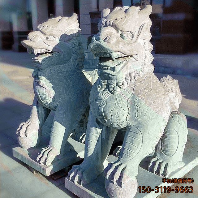 風(fēng)水石麒麟_鎮(zhèn)宅辟邪看門動物石雕雕塑