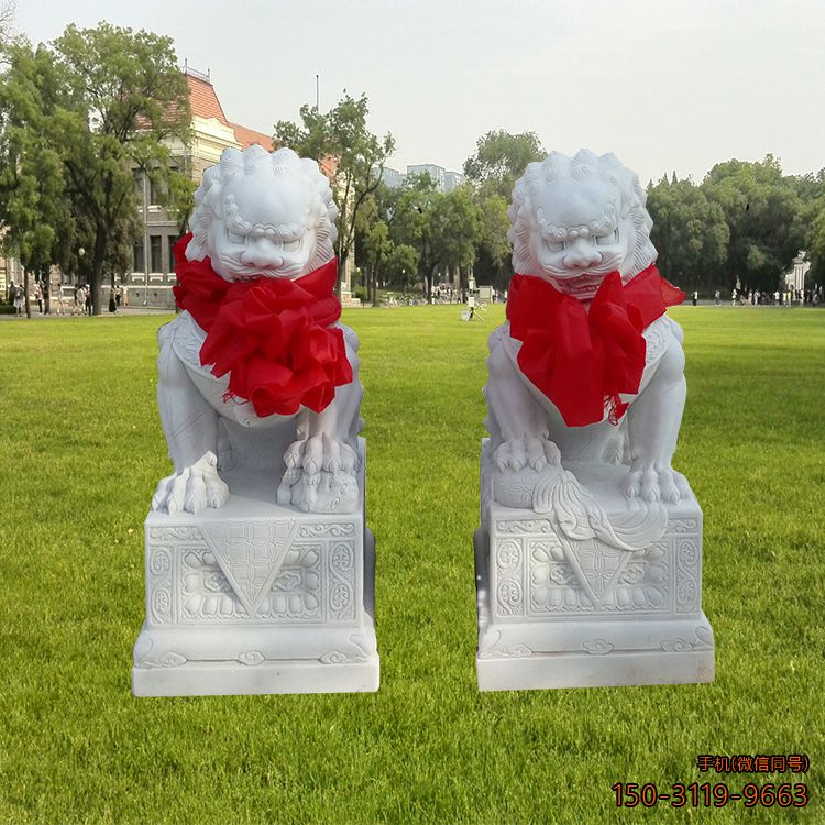 北京獅石雕漢白玉看門(mén)獅