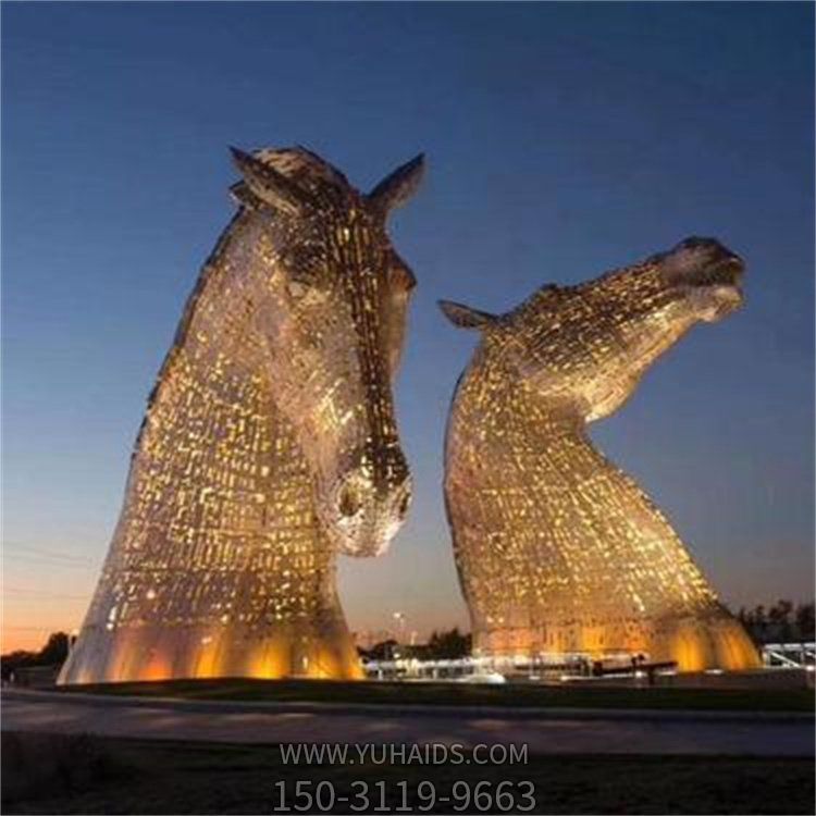 城市廣場擺放大型不銹鋼創意馬頭藝術造型雕塑