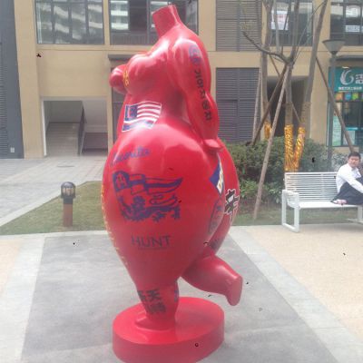 廣場(chǎng)玻璃鋼彩繪抽象創(chuàng)意胖女人雕塑