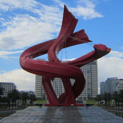 廣場(chǎng)不銹鋼噴漆大型旋轉(zhuǎn)藝術(shù)造型城市景觀(guān)雕塑