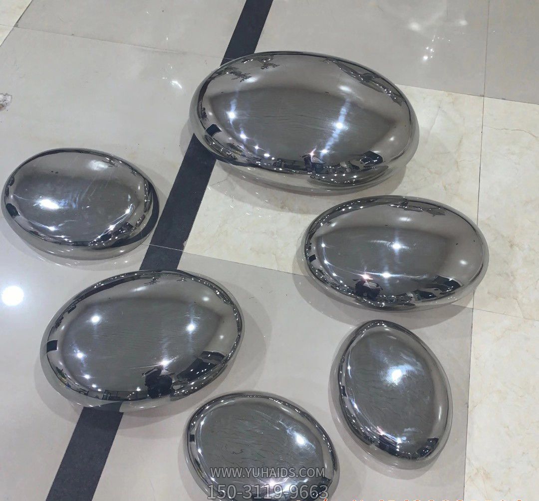 室內戶外不銹鋼水滴抽象鵝卵石擺件雕塑