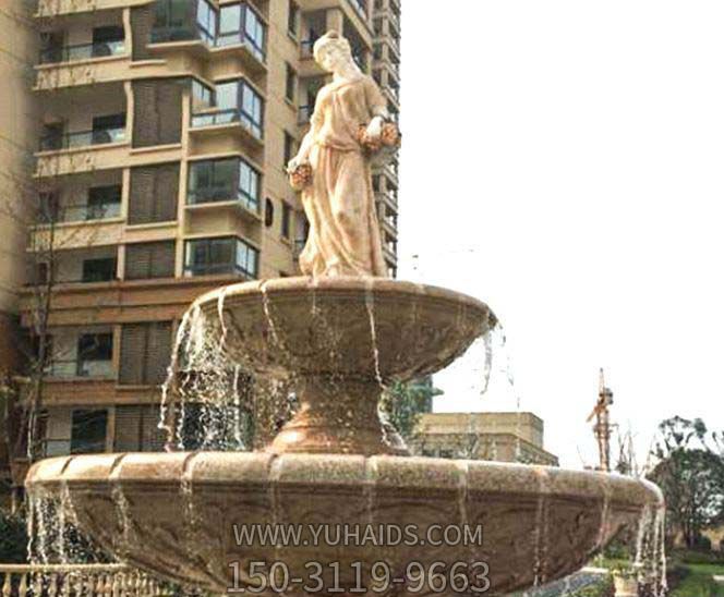 小區景觀西方女人花缸巖噴泉石雕雕塑