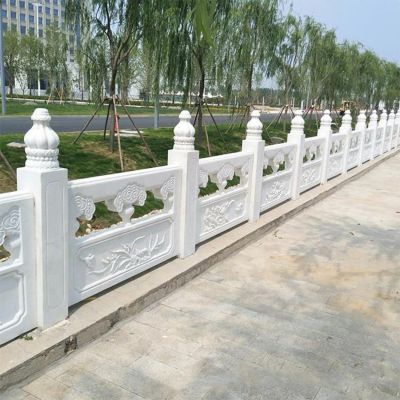 城市街道裝飾漢白玉浮雕花紋防護欄桿雕塑