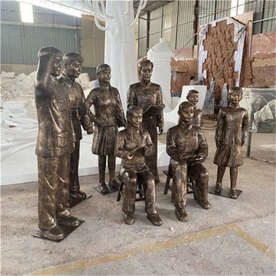 城市街道景區玻璃鋼仿銅園林人物景觀擺件