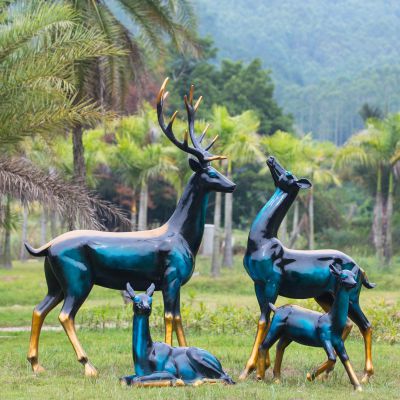 戶(hù)外景區(qū)創(chuàng)意玻璃鋼彩繪大型景觀裝飾品擺件梅花鹿雕塑