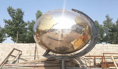 校園戶外創意圓形鏡面地球儀雕塑