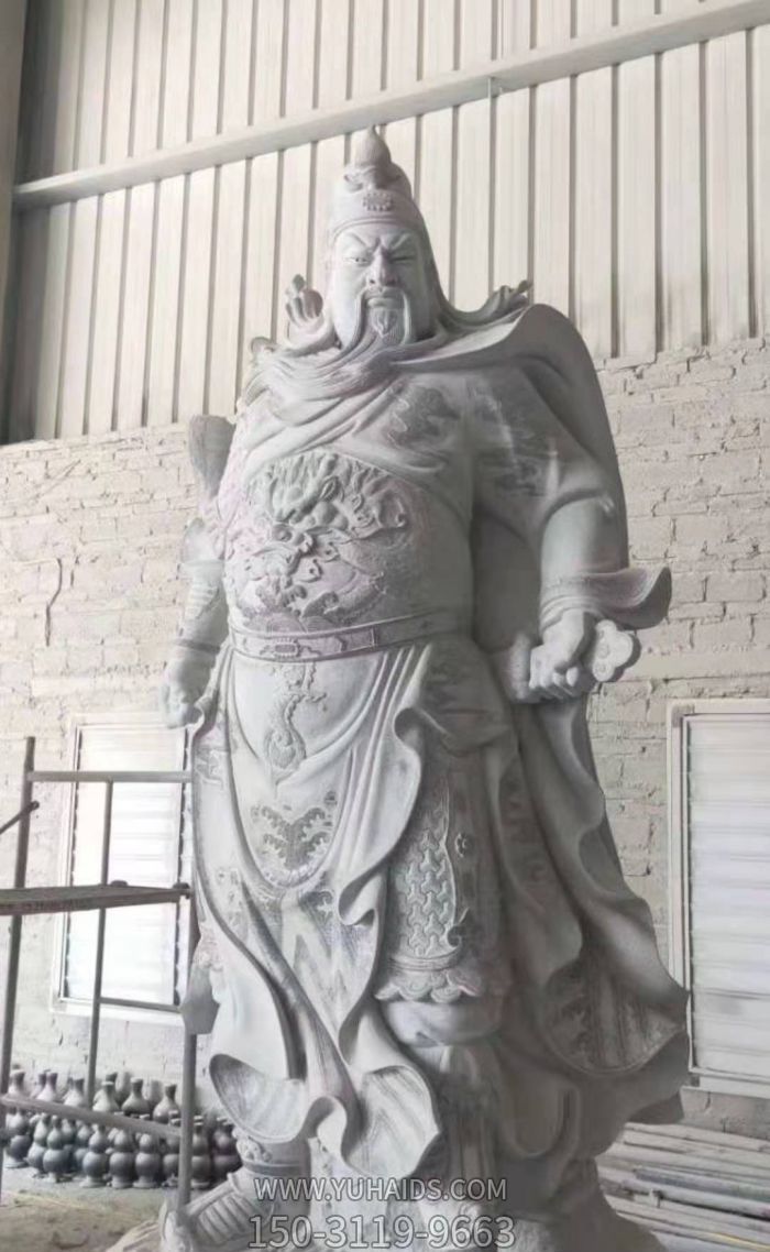 大理石石雕戶(hù)外寺廟景區(qū)大型景觀招財(cái)關(guān)公雕塑