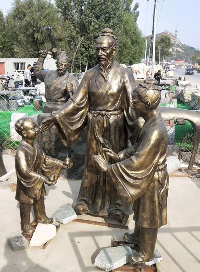 銅雕戶(hù)外校園人物景觀(guān)孔融讓梨雕塑