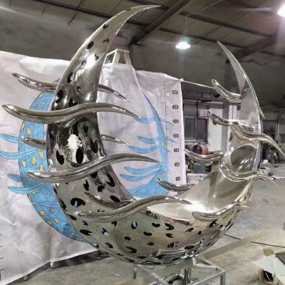 抽象戶外園林不銹鋼鏤空景觀圓環