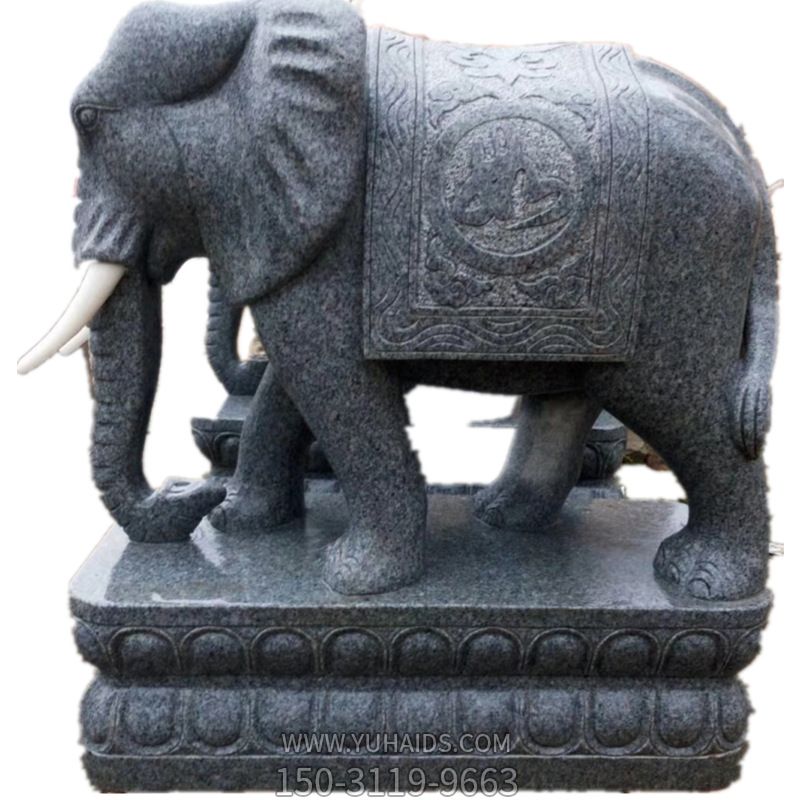 庭院小區大型景觀裝飾品砂石石雕大象雕塑