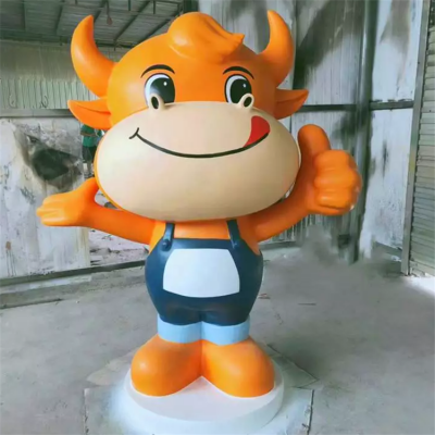 卡通牛犢子，玻璃鋼卡通動(dòng)物系列美陳擺件