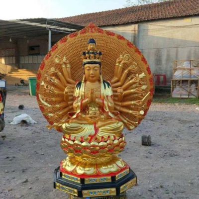 純銅打造寺廟景區千手觀音雕塑