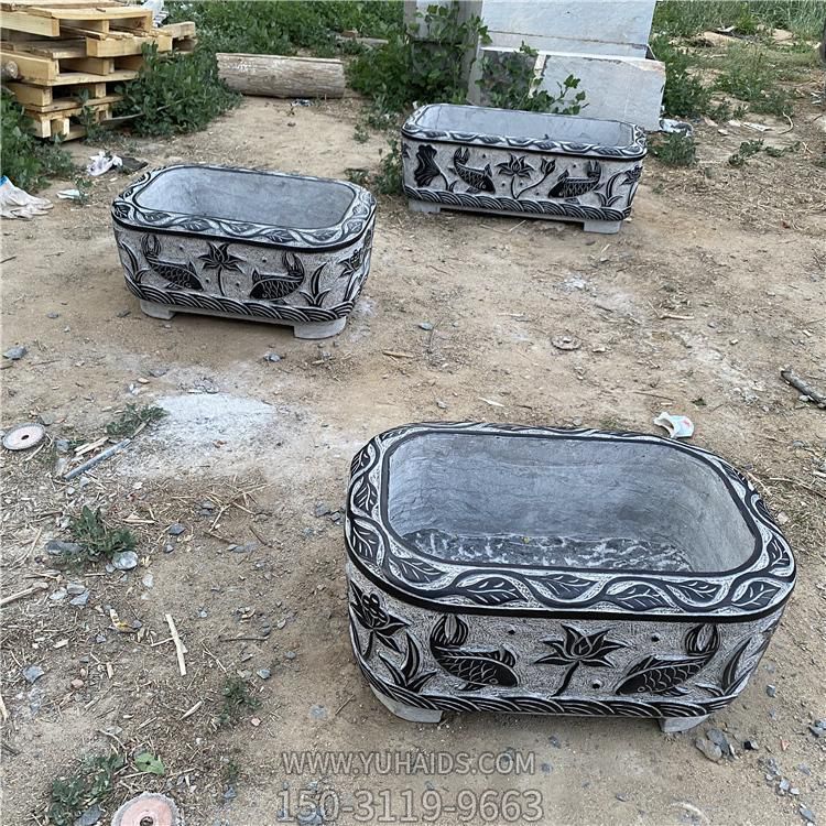 青石浴盆石缸雕塑