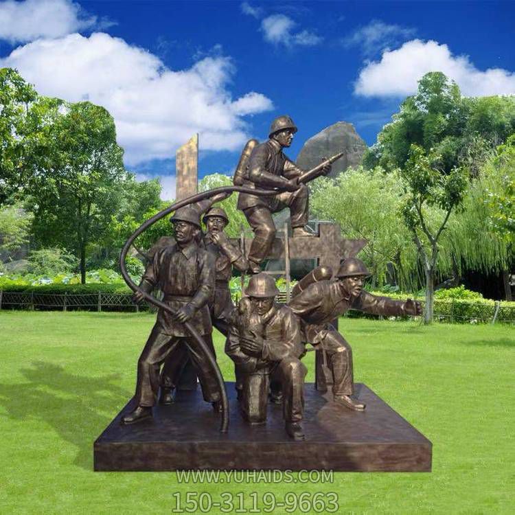 戶(hù)外景區(qū)玻璃鋼仿銅消防人物景觀(guān)雕塑
