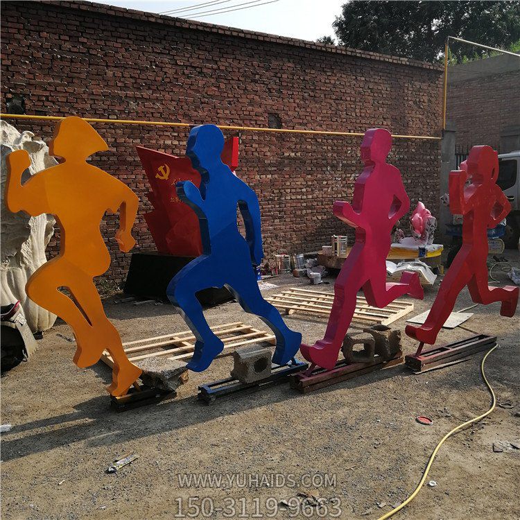 跑步，玻璃鋼剪影抽象人物運動雕塑