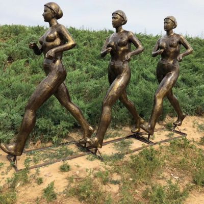 競走人物塑像，玻璃鋼仿銅運動主題人物雕塑