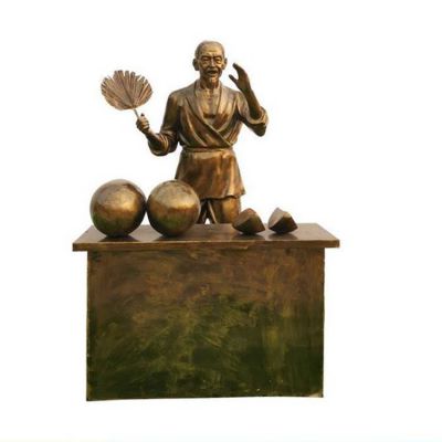 路邊玻璃鋼仿銅呦呵賣西瓜的人物情景小品