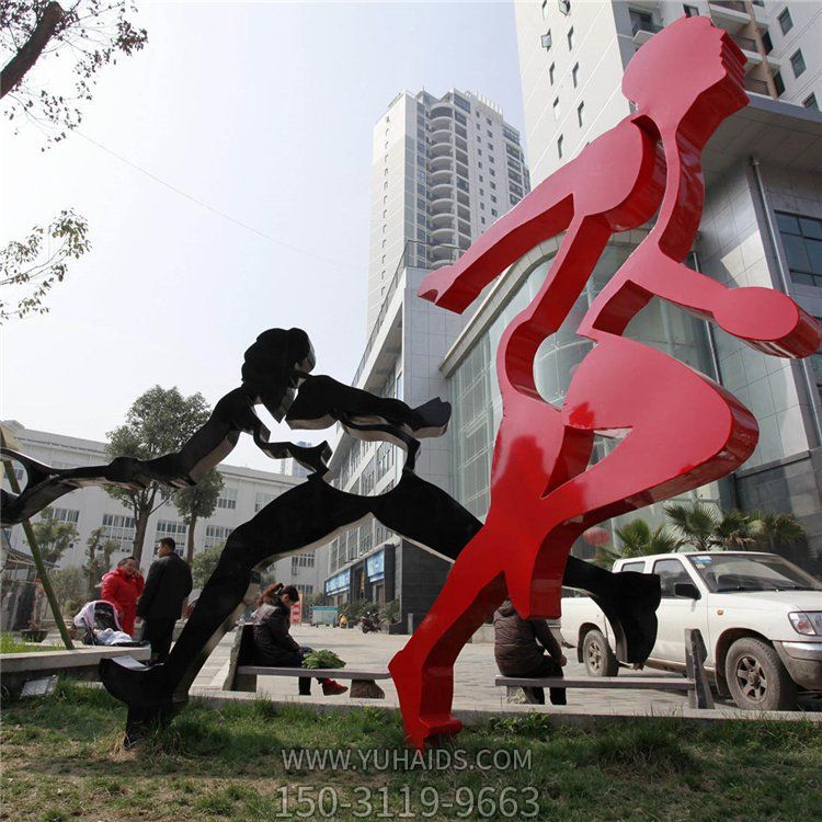 校園體育場所不銹鋼抽象運動人物景觀雕塑