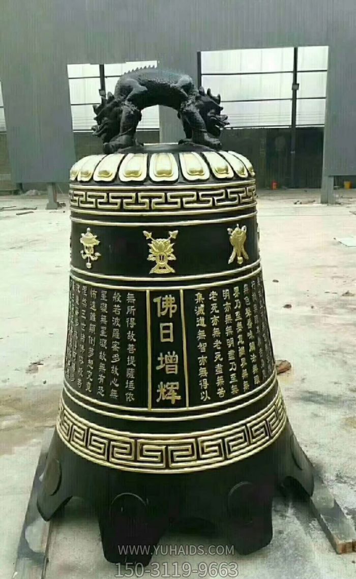 寺廟刻字經文玻璃鋼仿銅鐘雕塑