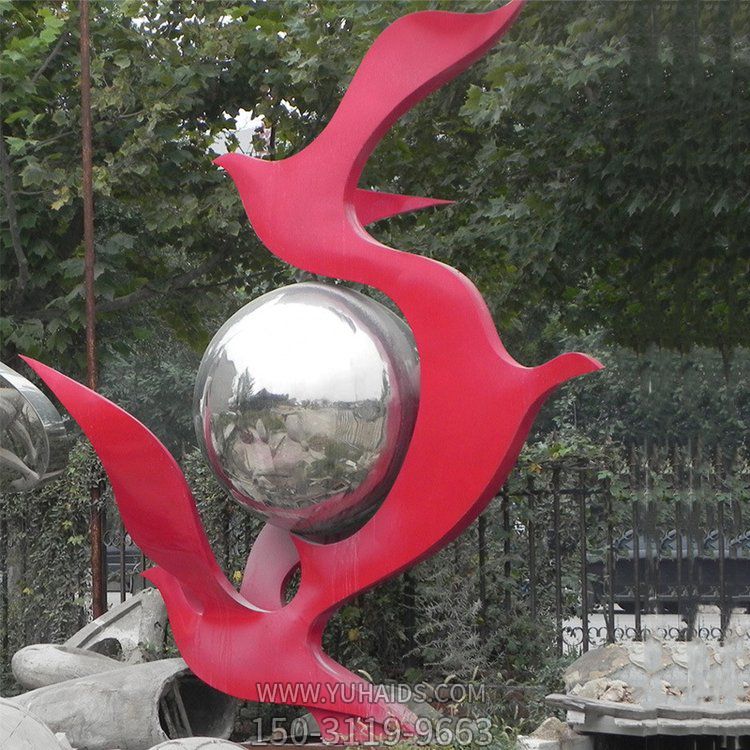 園林景觀戶外不銹鋼抽象鴿子雕塑