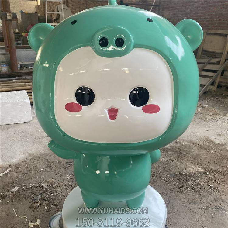 網紅店鋪奶茶店玻璃鋼卡通美陳公休擺件雕塑