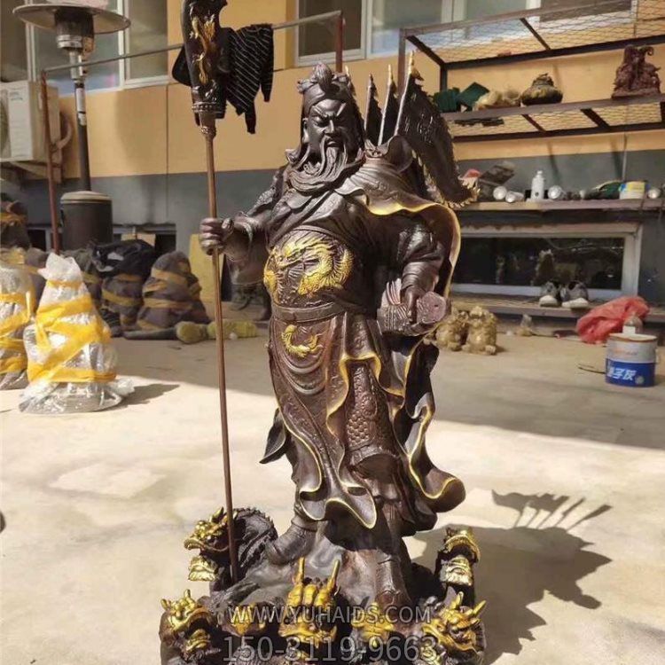 銅雕寺廟宗教大型武財神關公雕塑