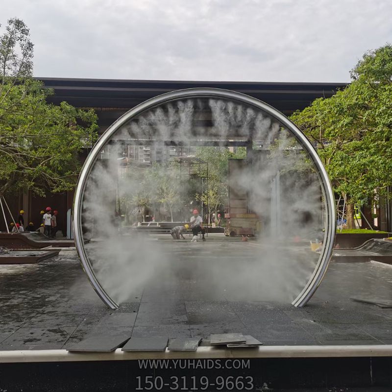 不銹鋼噴霧圓環(huán)，水景裝飾構(gòu)件雕塑