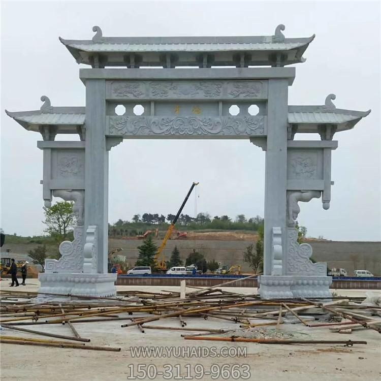 農村鄉(xiāng)鎮(zhèn)大理石石雕單門牌坊雕塑