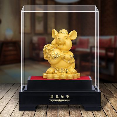 室內創(chuàng)意金鼠納福老鼠雕塑