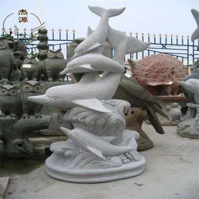 黃銹石雕刻海洋動物海豚景區廣場景觀雕塑擺件 