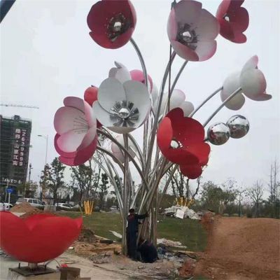 大型不銹鋼創意花朵雕塑