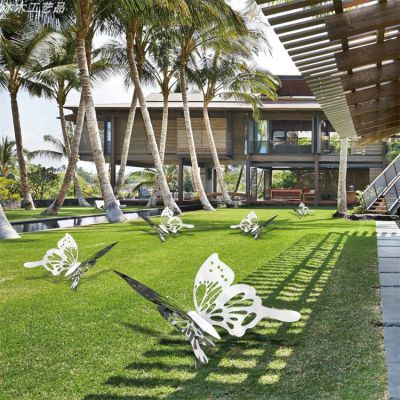 不銹鋼蝴蝶，鏡面蝴蝶雕塑擺件