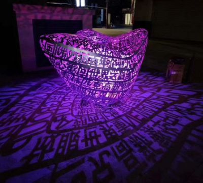 戶外園林玻璃鋼鏤空發光照明元寶雕塑