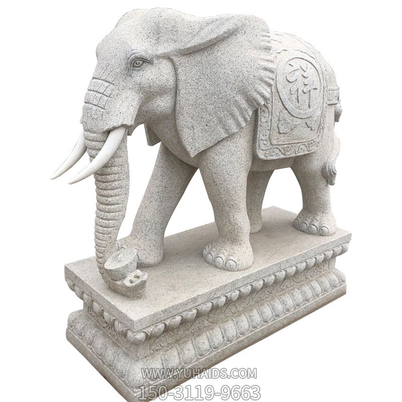 漢白玉石雕別墅小區大象雕塑