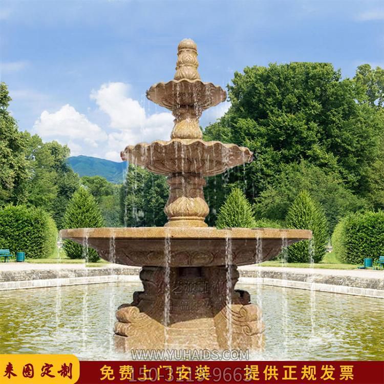 晚霞紅石雕戶外景區(qū)流水?dāng)[件雕塑