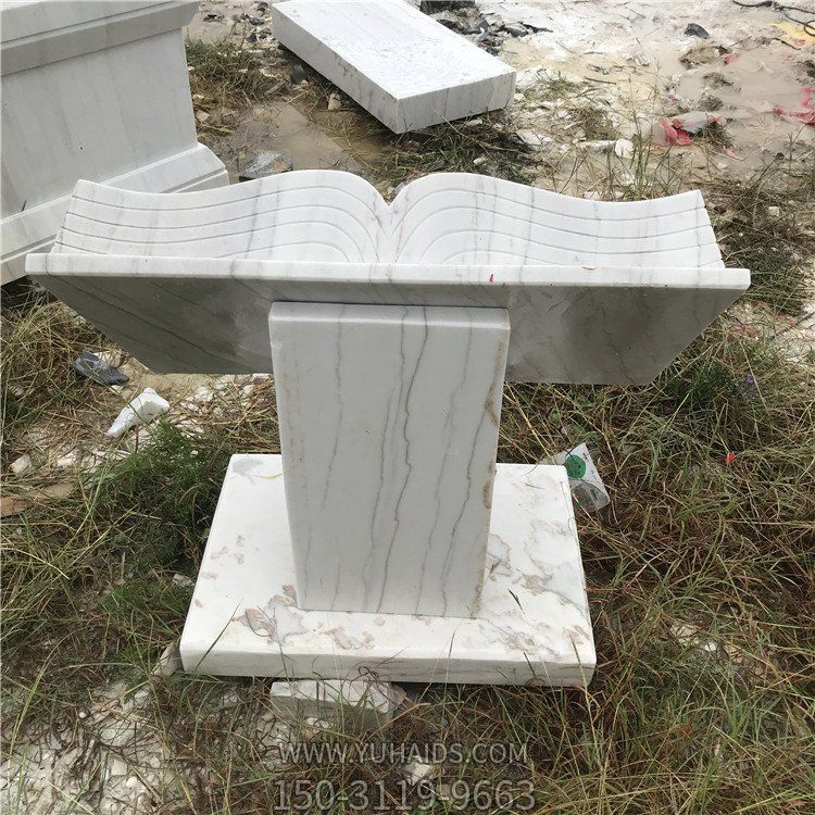 石雕書，漢白玉展開的書本雕塑