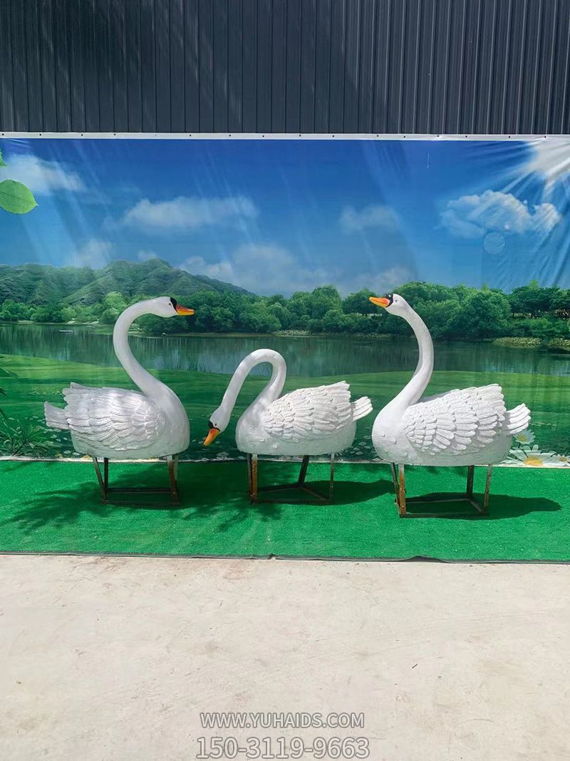 景區觀光仿真動物玻璃鋼白天鵝雕塑