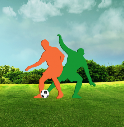 鐵藝剪影人物，踢足球的運(yùn)動(dòng)人物剪影