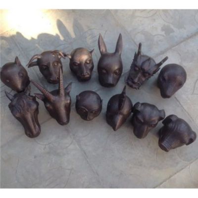 銅雕戶外公園創意十二生肖頭像雕塑