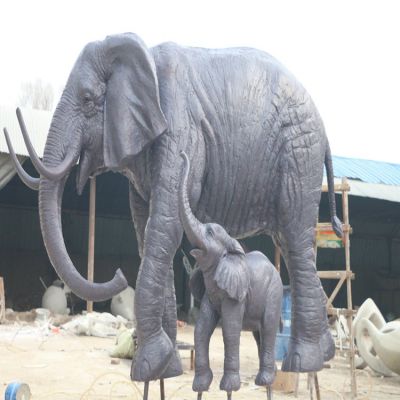 玻璃鋼母子象，大象雕塑