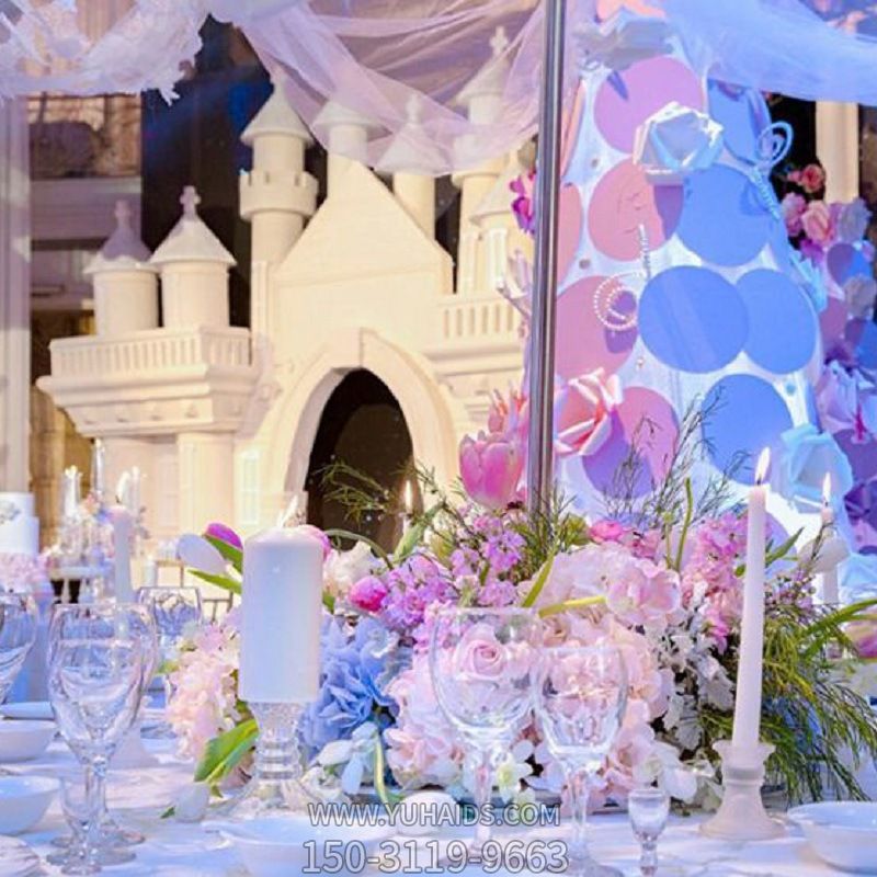 城堡舞臺(tái)背景大型卡通花束模型節(jié)日道具商場美陳雕塑