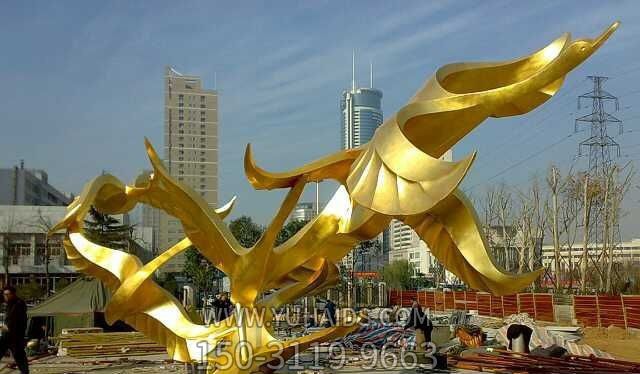 城市標(biāo)志不銹鋼大雁鍍金雕塑 城市標(biāo)志不銹鋼大雁鍍金雕塑