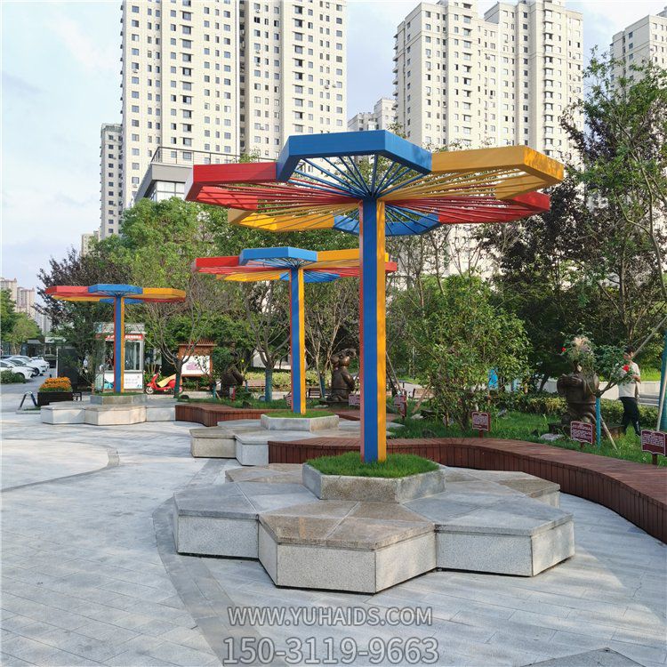 鐵藝亭子，廣場休息亭雕塑