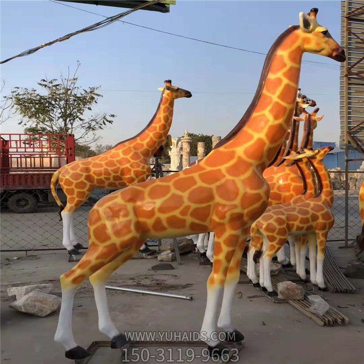 玻璃鋼彩繪仿真動(dòng)物景觀 長頸鹿雕塑