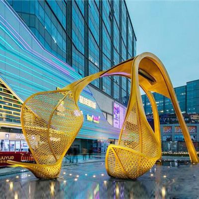 商場門口廣場大型不銹鋼創(chuàng)意鏤空異形景觀擺件