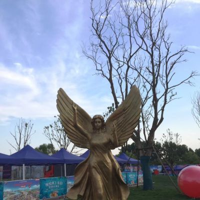小區擺放玻璃鋼仿銅西方天使人物雕像