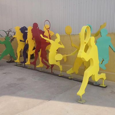 校園運動不銹鋼彩繪打羽毛球的抽象人物