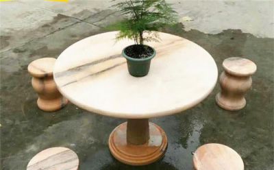 半圓別墅景觀石桌凳作品圖片大全